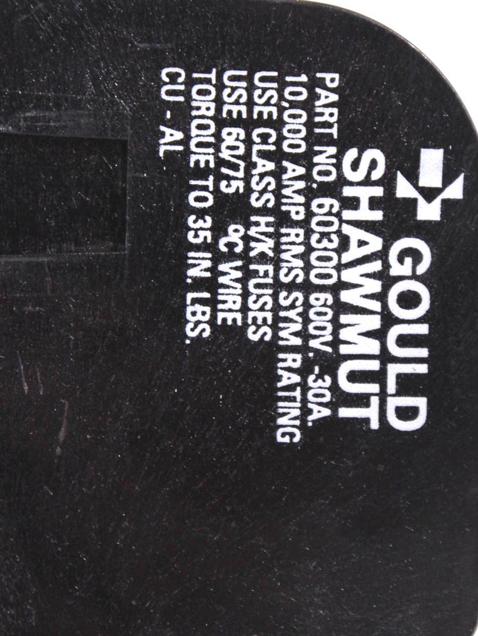 Gould Shawmut 60301 Fuse Holder 30A 600V 2P Class H/K Fuses