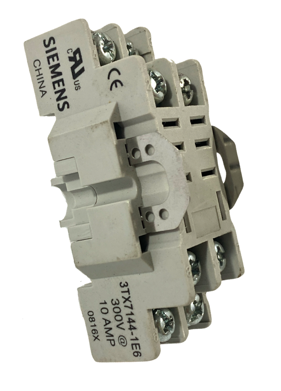 Siemens 3TX7144-1E6 Relay Socket 10A 300V 8 Pin DIN Mount Screw Type
