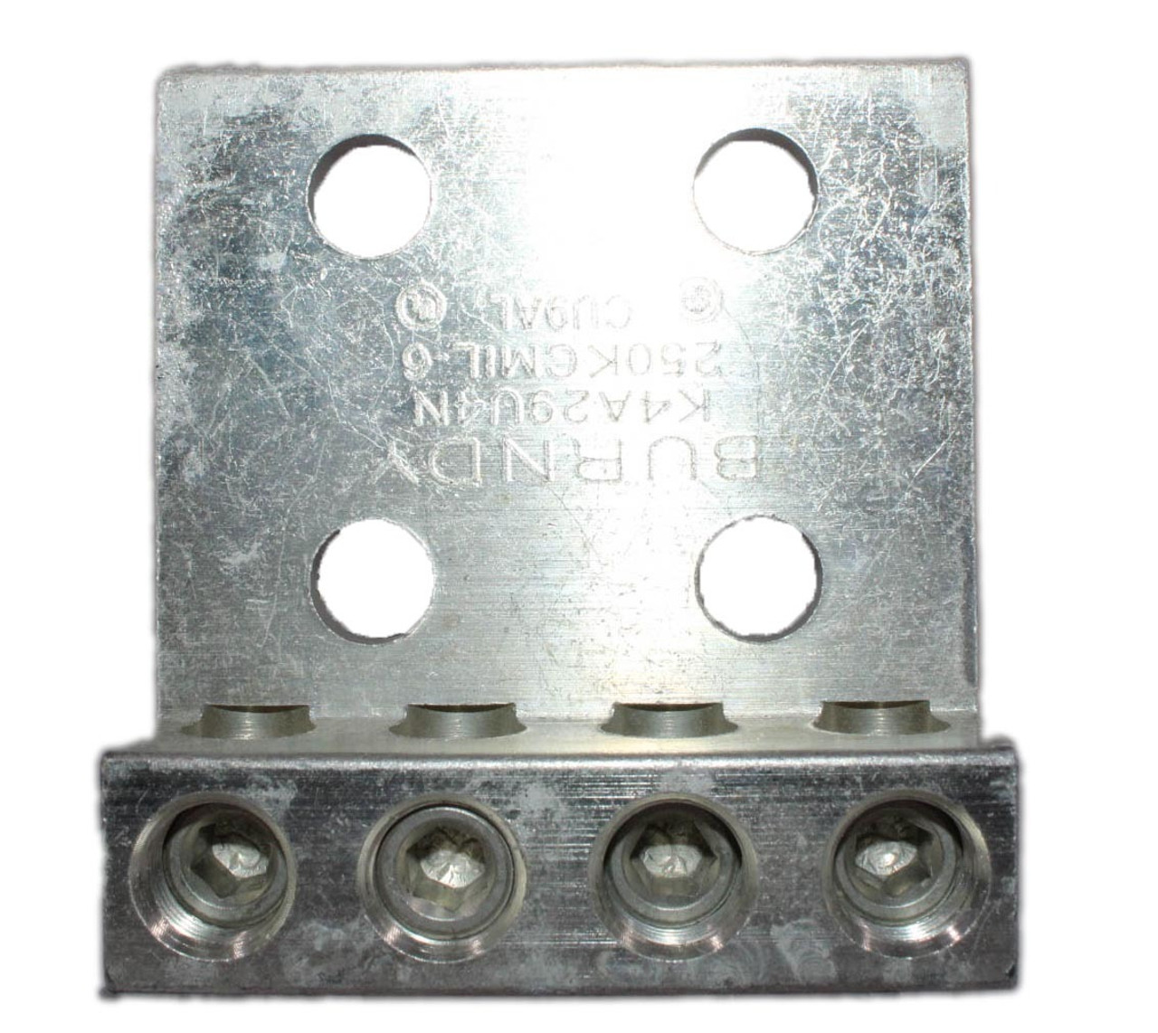 Burndy K4A29U4N Mechanical Lug 6-250 kcmil 4 Ports 4 Mounting Holes 1/2 In Stud