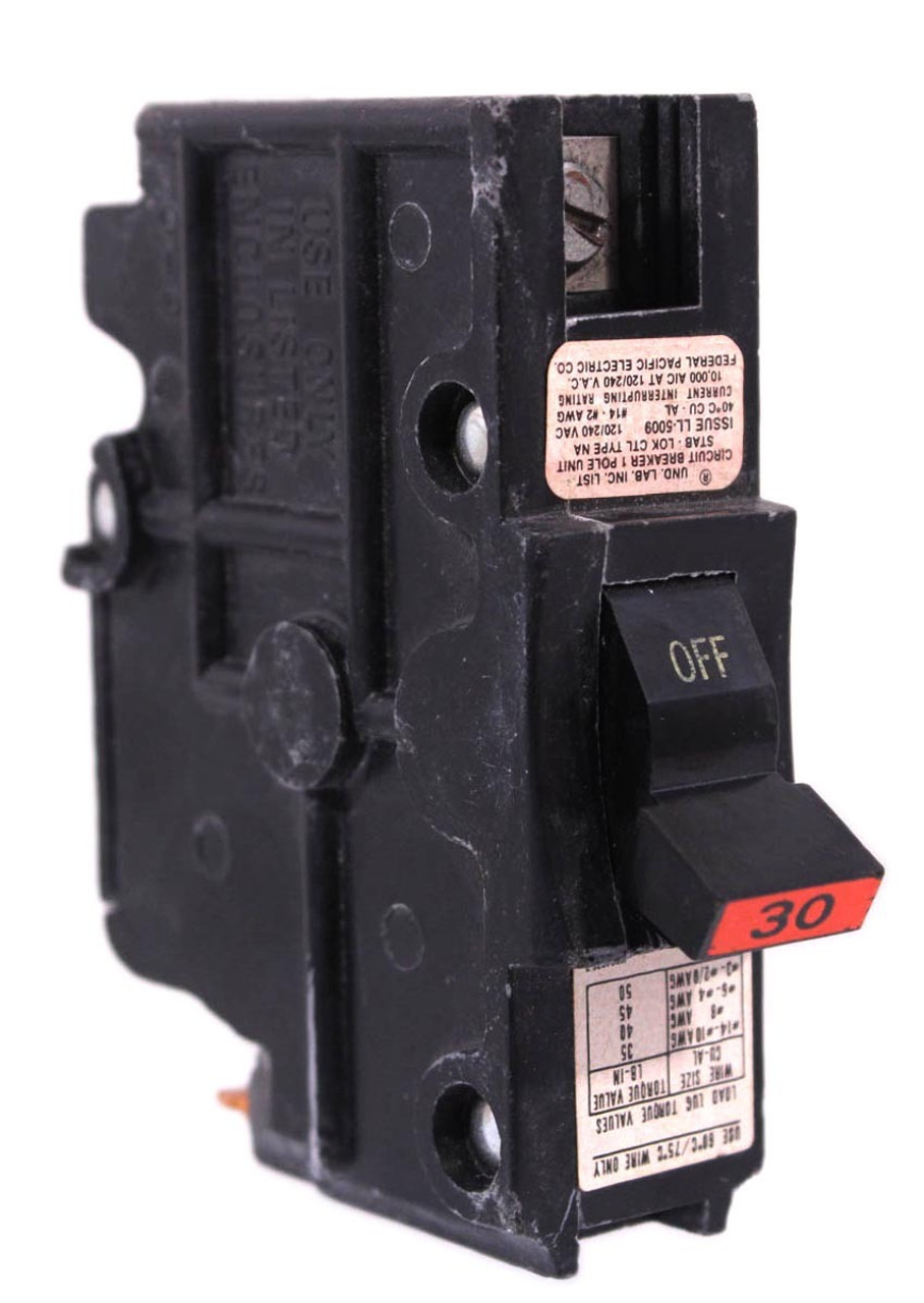 Federal Pacific NA130 Stab -Lok Breaker 30A 120/240V 10kA Single Pole Type NA