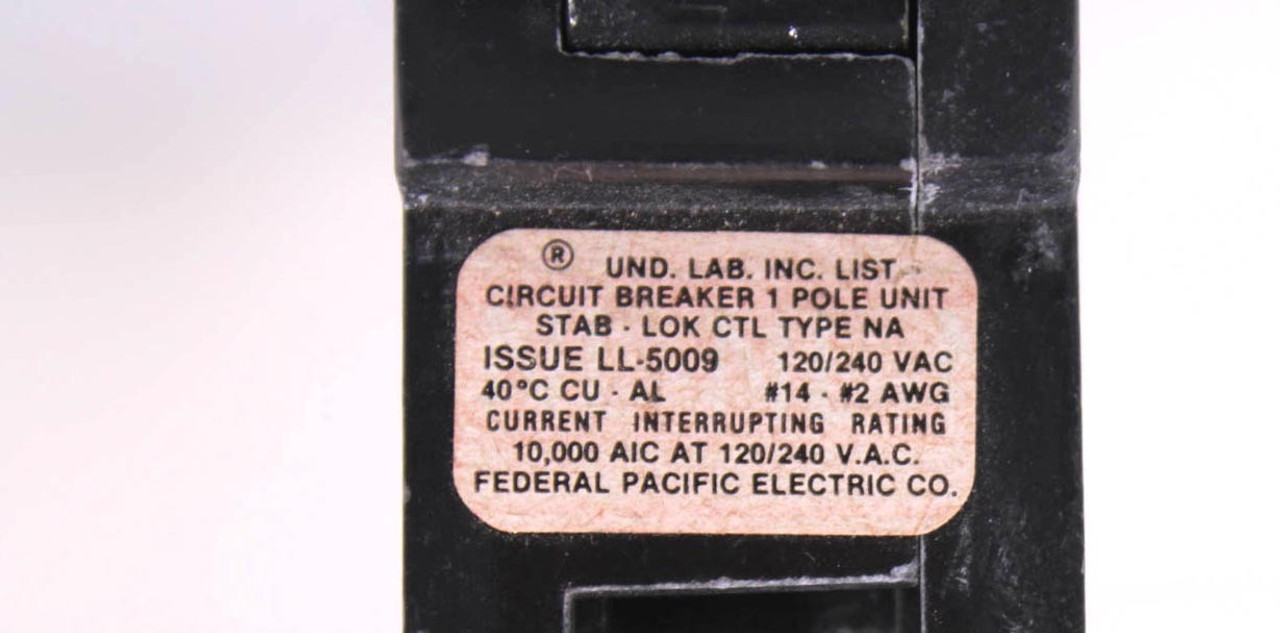 Federal Pacific NA130 Stab -Lok Breaker 30A 120/240V 10kA Single Pole Type NA