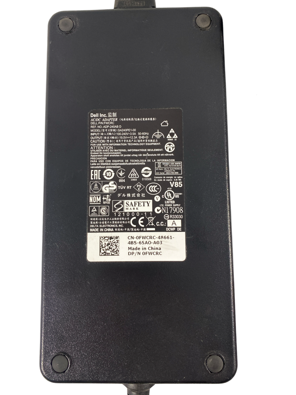 Dell ADP-240AB D AC/DC Adapter 19.5V 12.3A Model GA240PE1-00