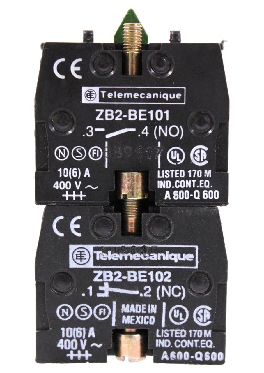 Telemecanique ZB2-BE101 Contact Block 10A 400V W/ ZB2-BE102 Contact Block