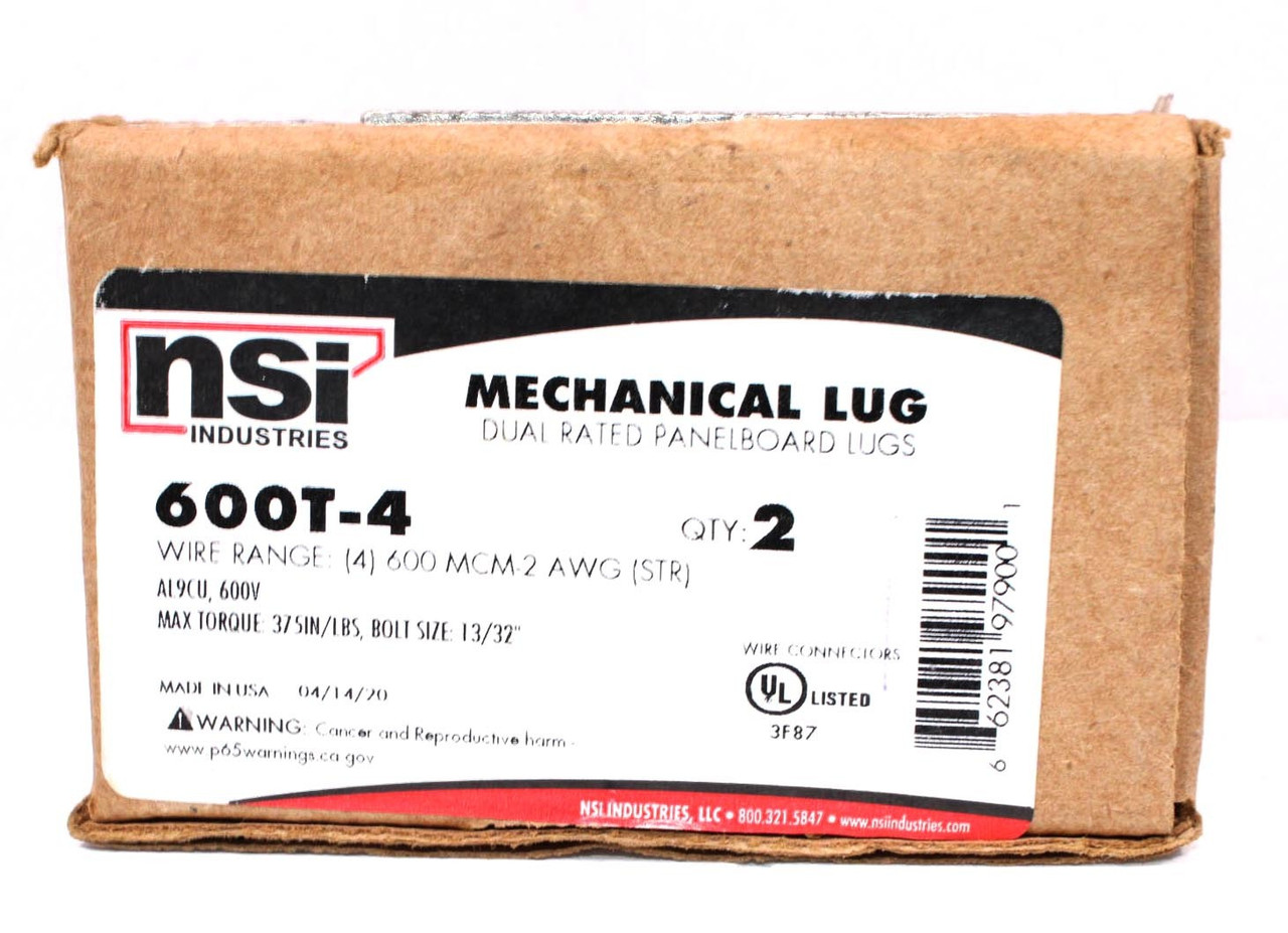 NSI 600T-4 Dual Rated Panelboard Lug 600KCMIL-2 4 Port 2-Hole