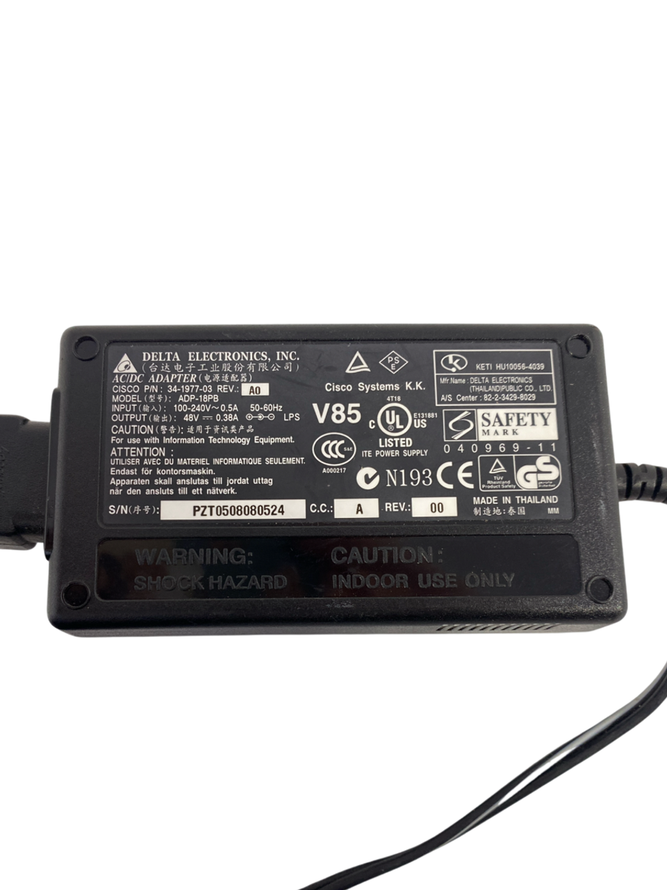 Delta Electronics ADP-18PB AC/DC Adapter 48V 0.38A 50/60Hz