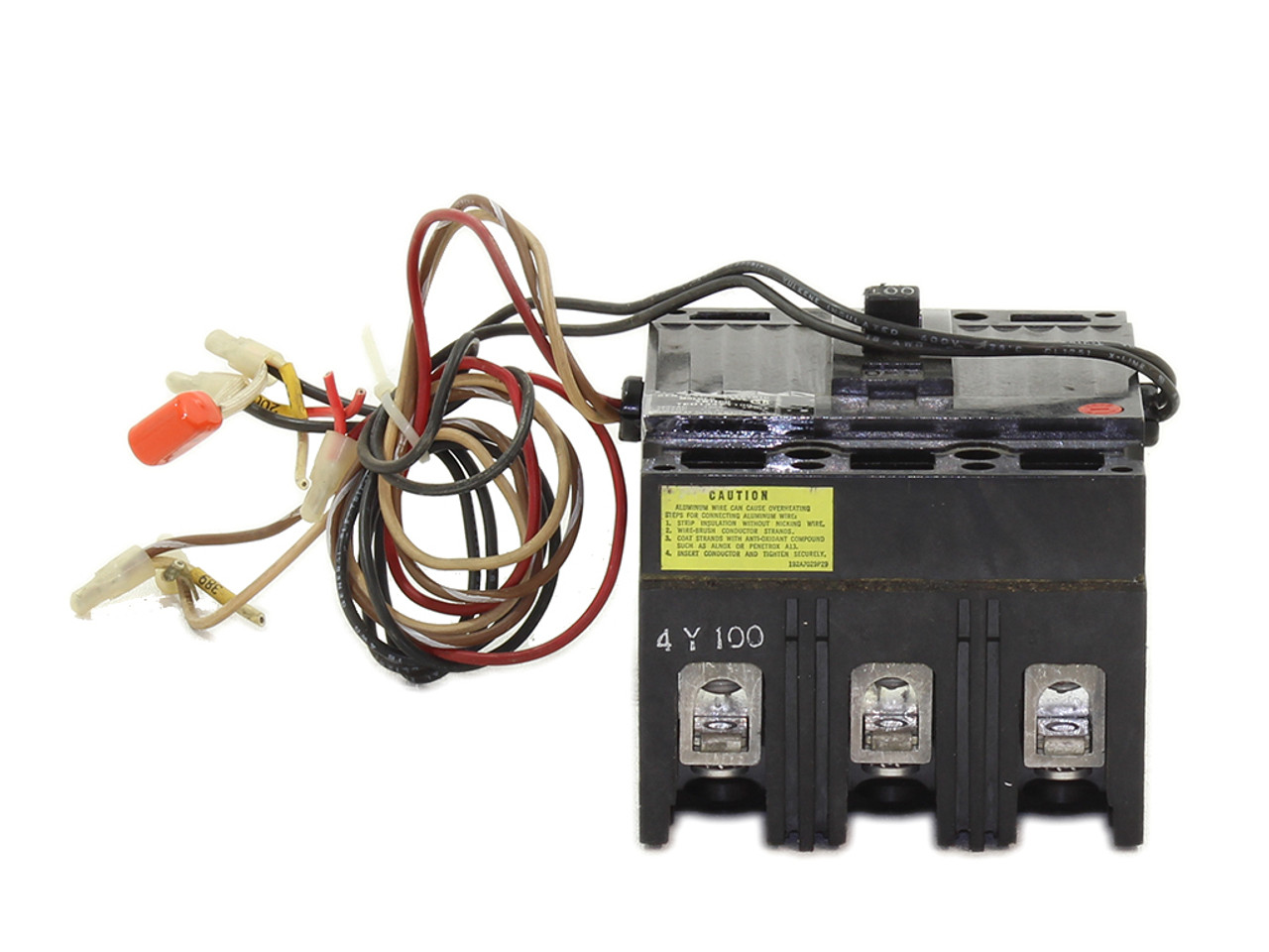 General Electric TED134YT100 Circuit Breaker 100A 480V 3P With Auxillary Switch and 48V Shunt Trip Device