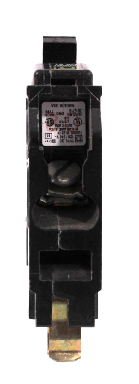 Square D QO120 Breaker - 20A 120/240V 1P 10kA Plug-In