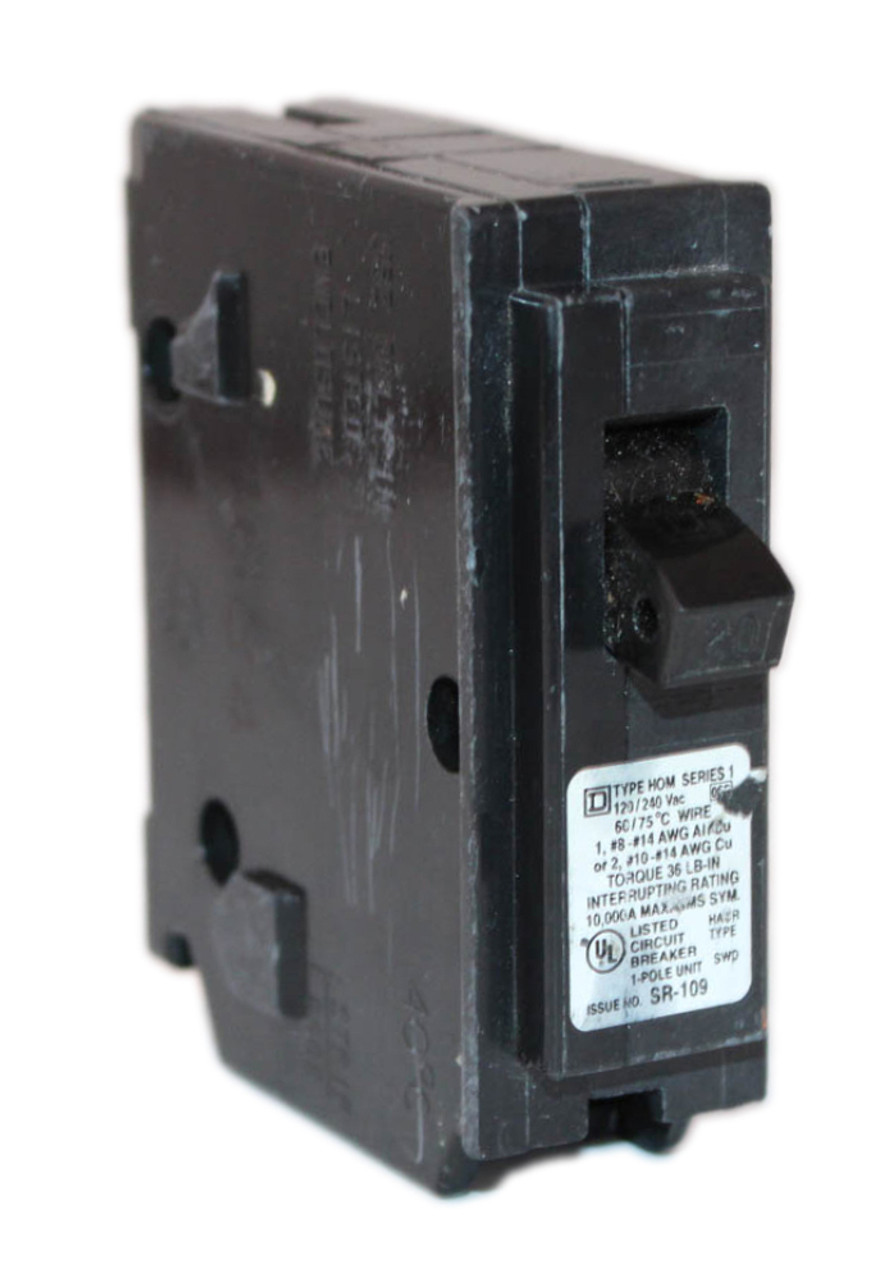 Square D HOM120 Miniature Breaker 20A 120/240V 1P 1PH Plug-In