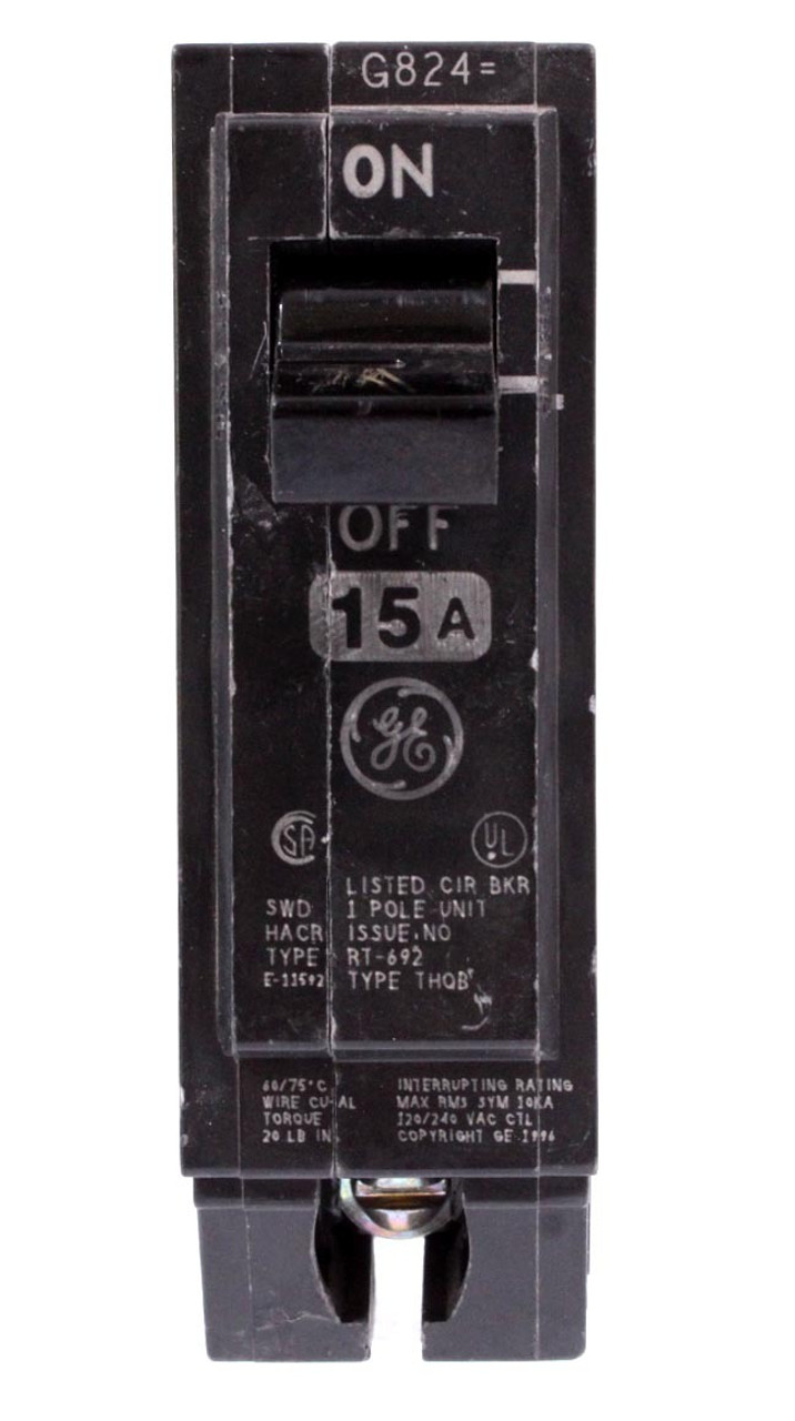 General Electric THQB1115 Breaker 15A 1P 120/240V Bolt-On