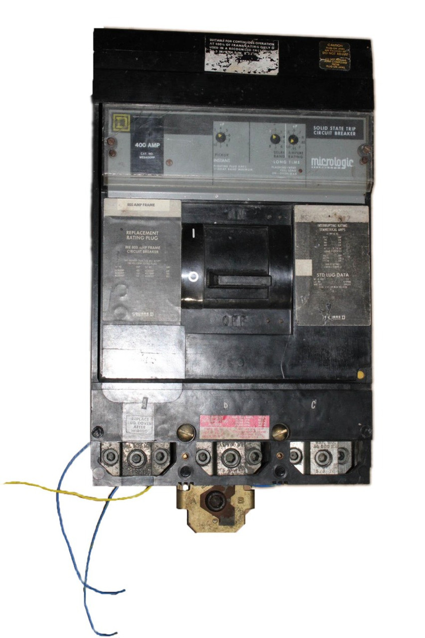 Square D MEC836LI1212 Circuit Breaker | 800A Frame | 400A Trip | 3-Pole | 600V AC | ME8400RP + Aux Switch