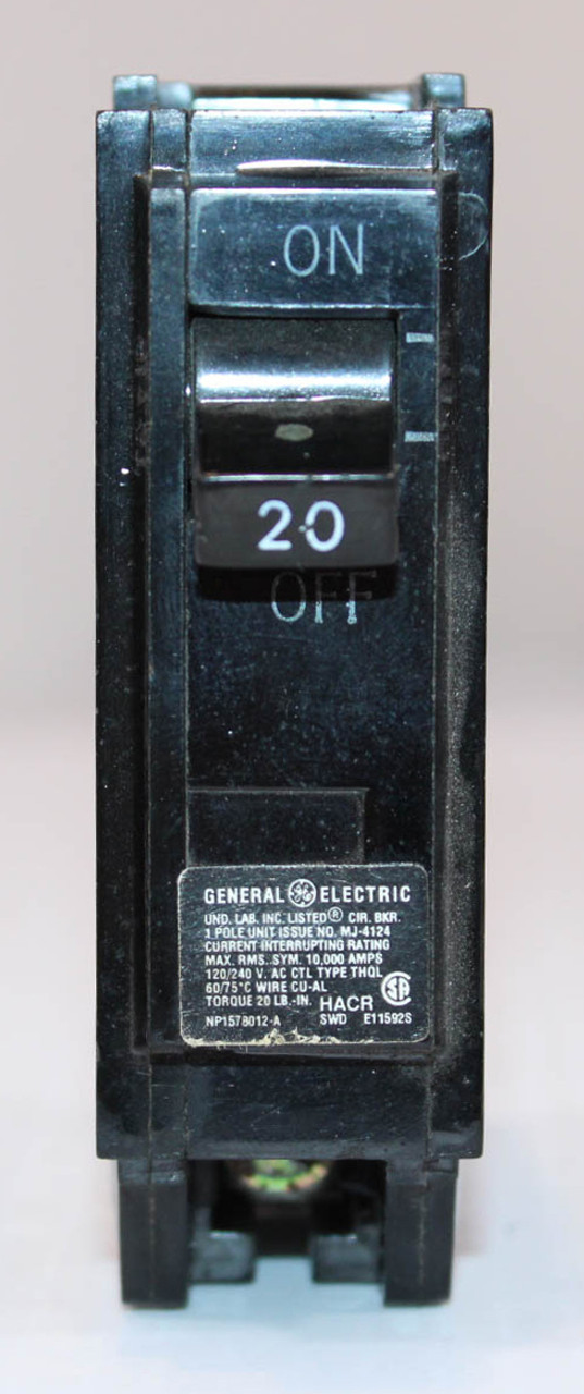 General Electric THQL1120 Breaker 20A 120/240V 1P 10kA Plug-In