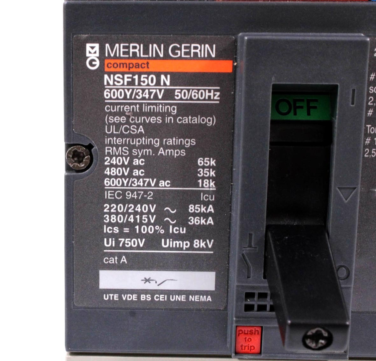 Merlin Gerin NSF150 N Compact Breaker 60A 3P 600Y/347V 50/60Hz