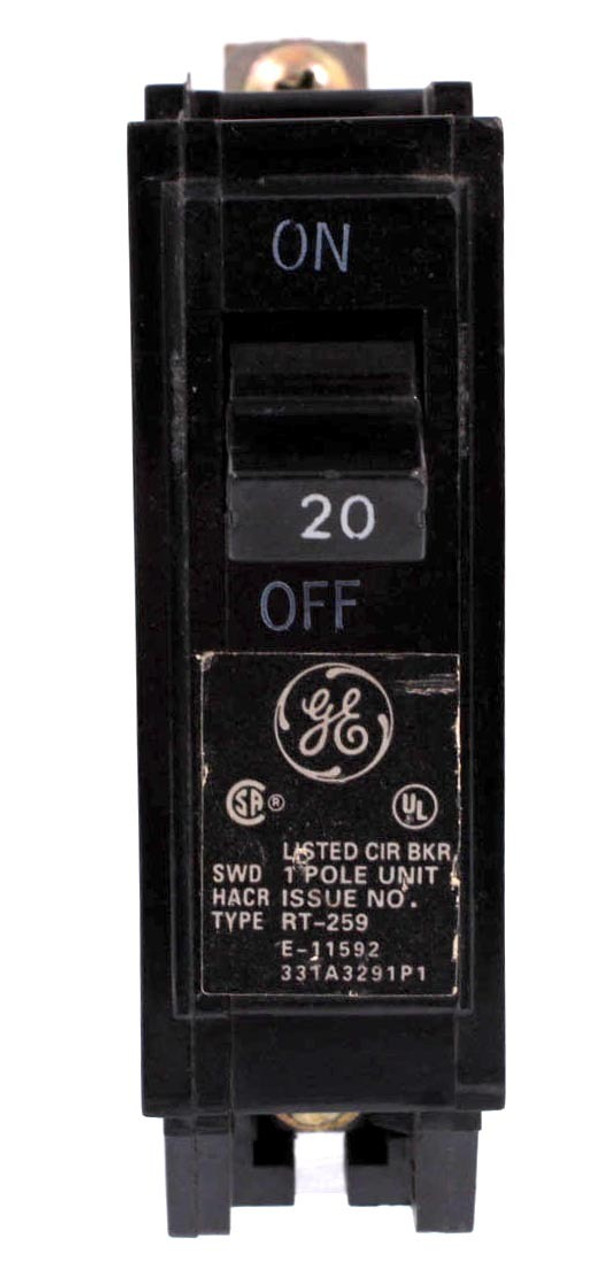 General Electric THQB1120 Breaker 20A 120/240V 1P 10kA Bolt-On