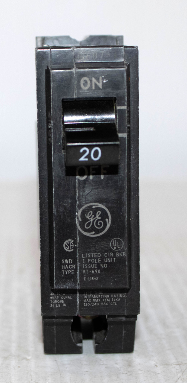 General Electric THQL1120 Circuit Breaker 20A 1P 120/240V 10kA Plug-In