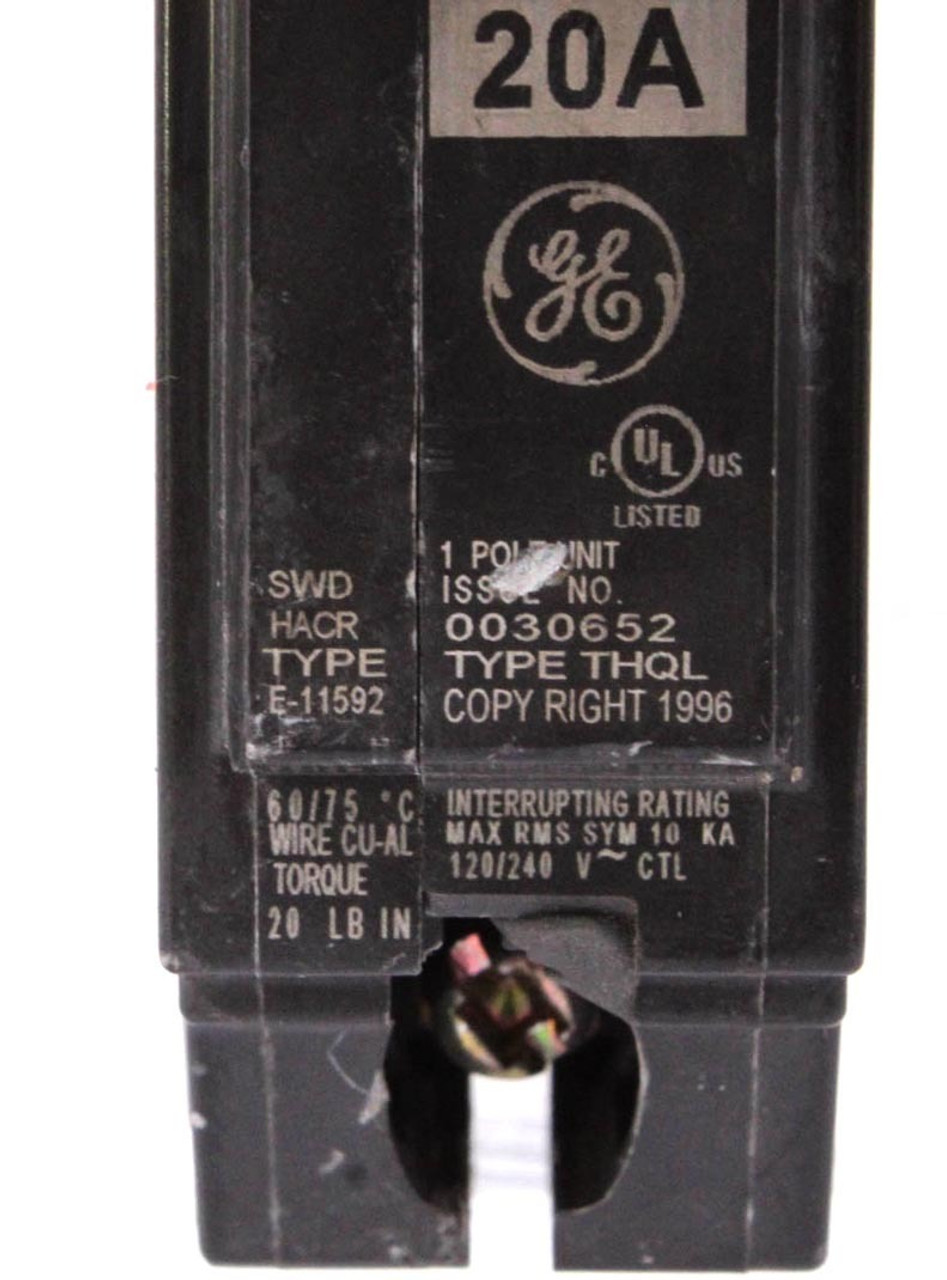 General Electric THQL1120 Circuit Breaker 20A 120/240V 1P 10kA Plug-In