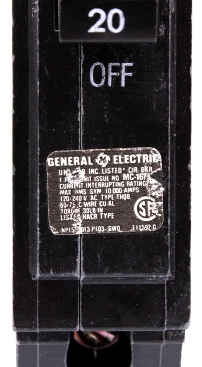 General. Electric THQB1120 Breaker 20A 1P 120/240V 10kA Bolt-On