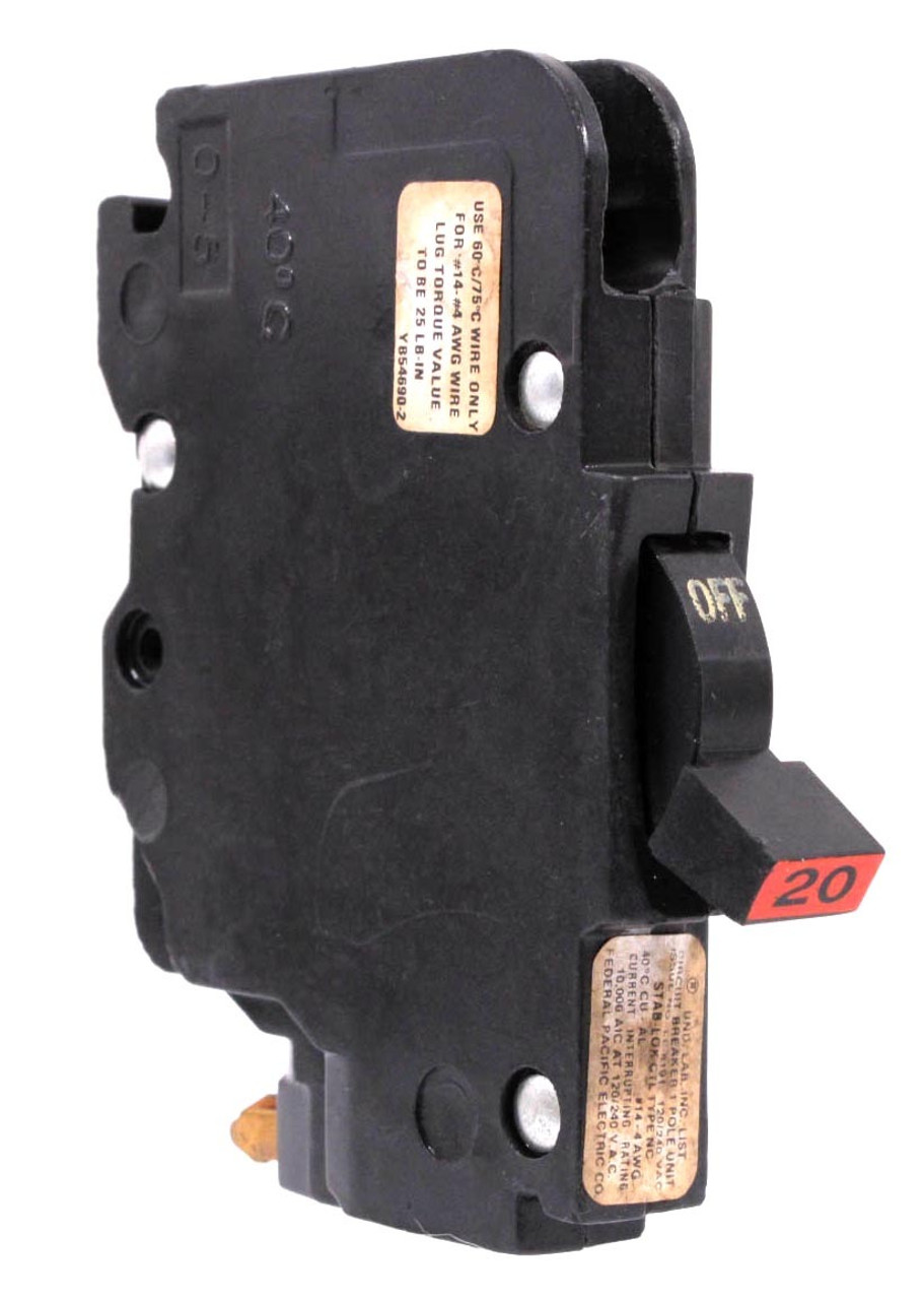 Federal Pacific Electric NC120 Breaker 20A 120/240V 1P 10kA