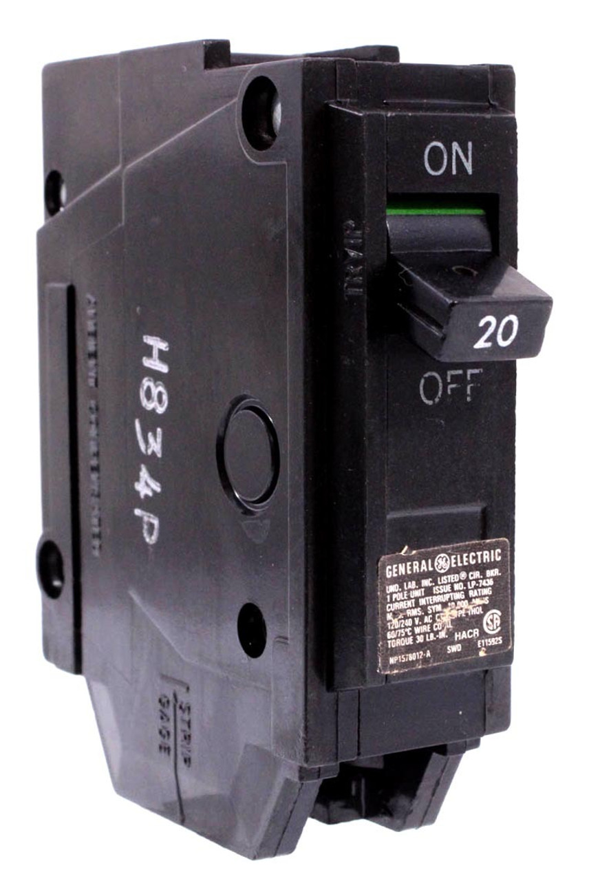 General. Electric THQL1120 Circuit Breaker 20A 120/240V 1P 10kA Plug-In