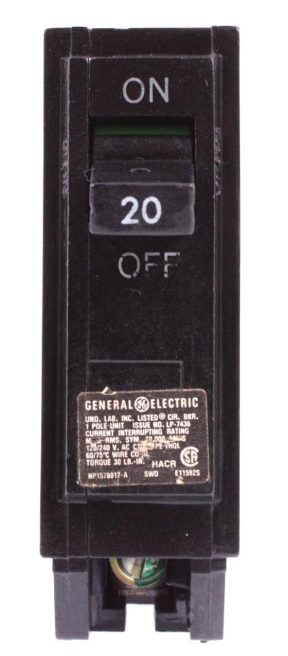 General. Electric THQL1120 Circuit Breaker 20A 120/240V 1P 10kA Plug-In