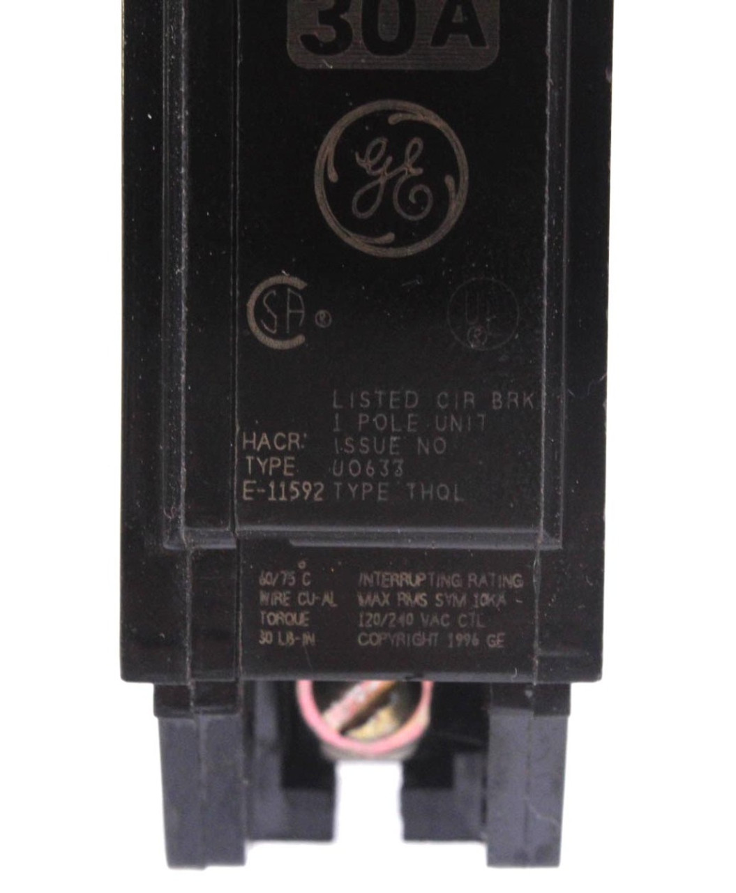 General Electric THQL1130 Circuit Breaker 30A 1P 120/240V 10kA Plug-In