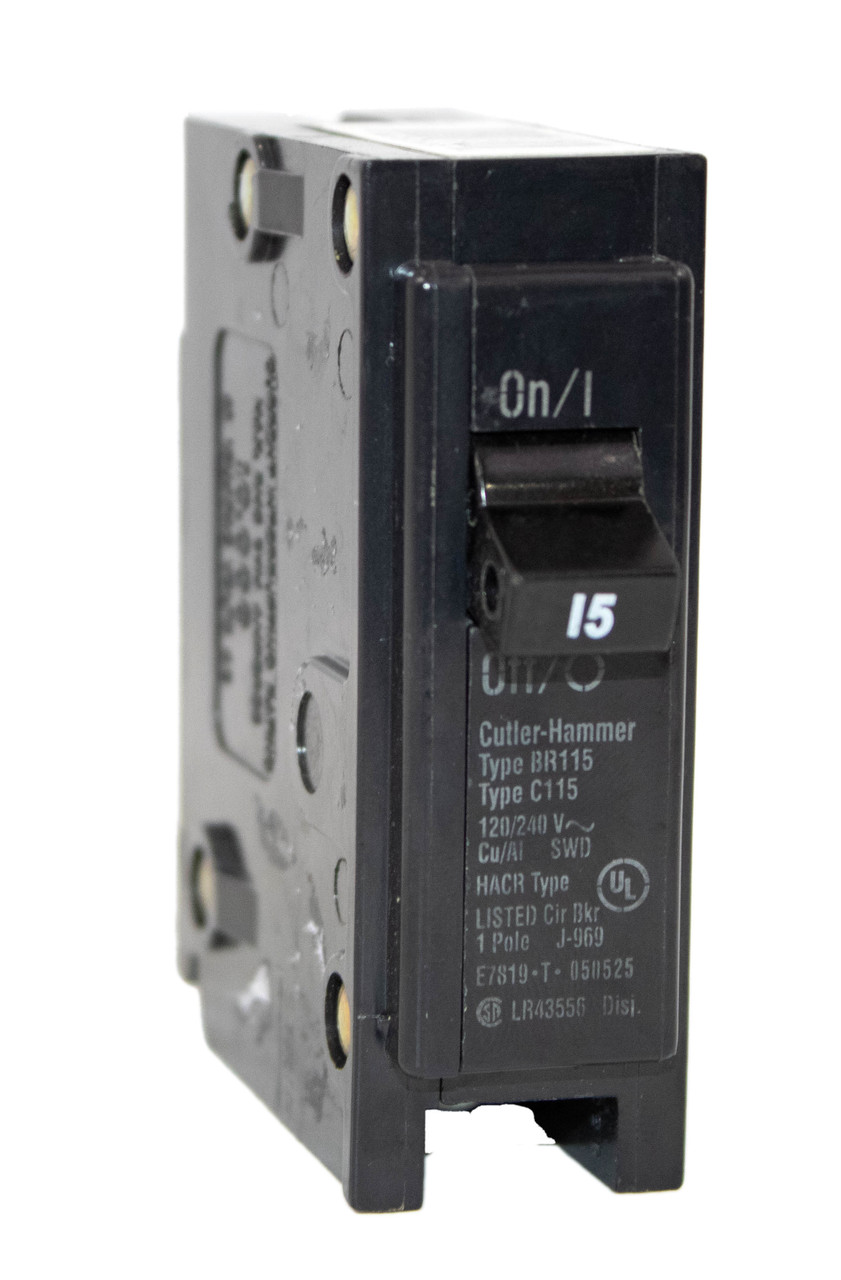 Cutler Hammer BR115 Breaker 15A 120/240V 1P 10kA Plug-In