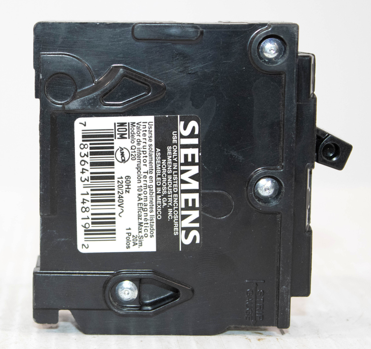 Siemens Q120 Breaker 20A 120/240V 1P 10kA Plug In