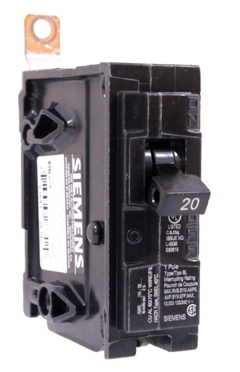 Siemens B120 Breaker 20A 120/240V 1P 10kA Bolt-On