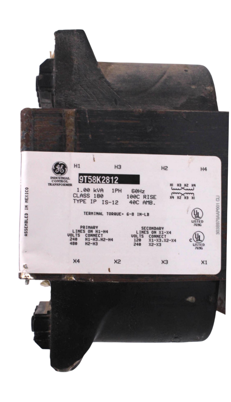 General Electric 9T58K2812 Ind Control Transformer P 240/480V S 120/240V Type IP