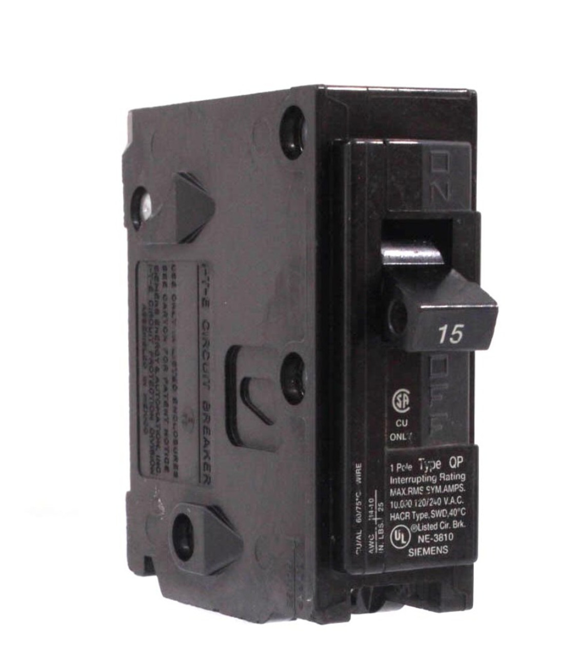 Siemens Q115 Breaker 15A 120/240V 1P 10kA Plug In