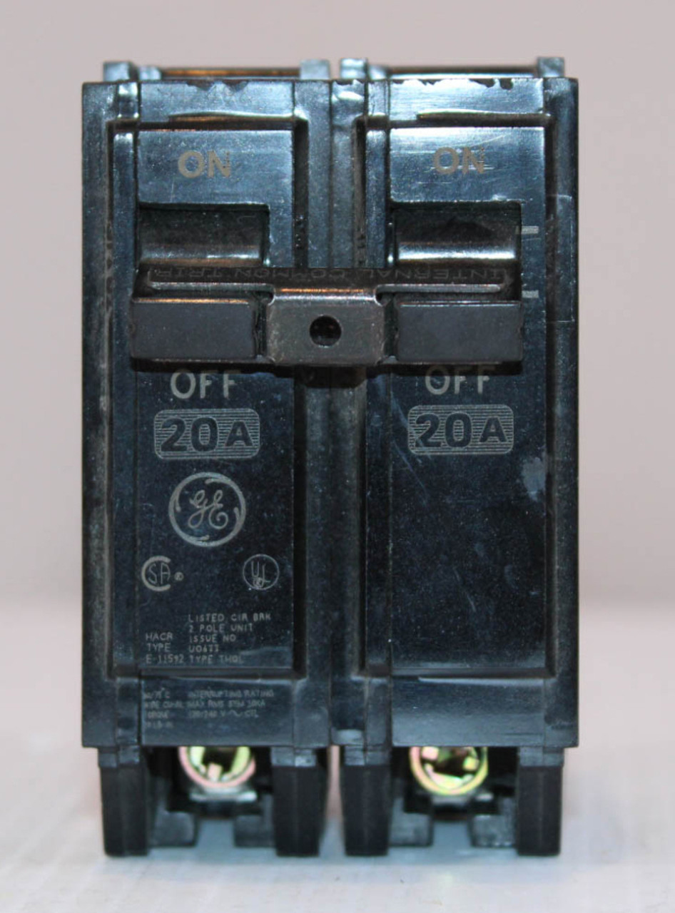 General Electric THQL2120 Breaker 20A 120/240V 2P 1PH 10kA Plug In.