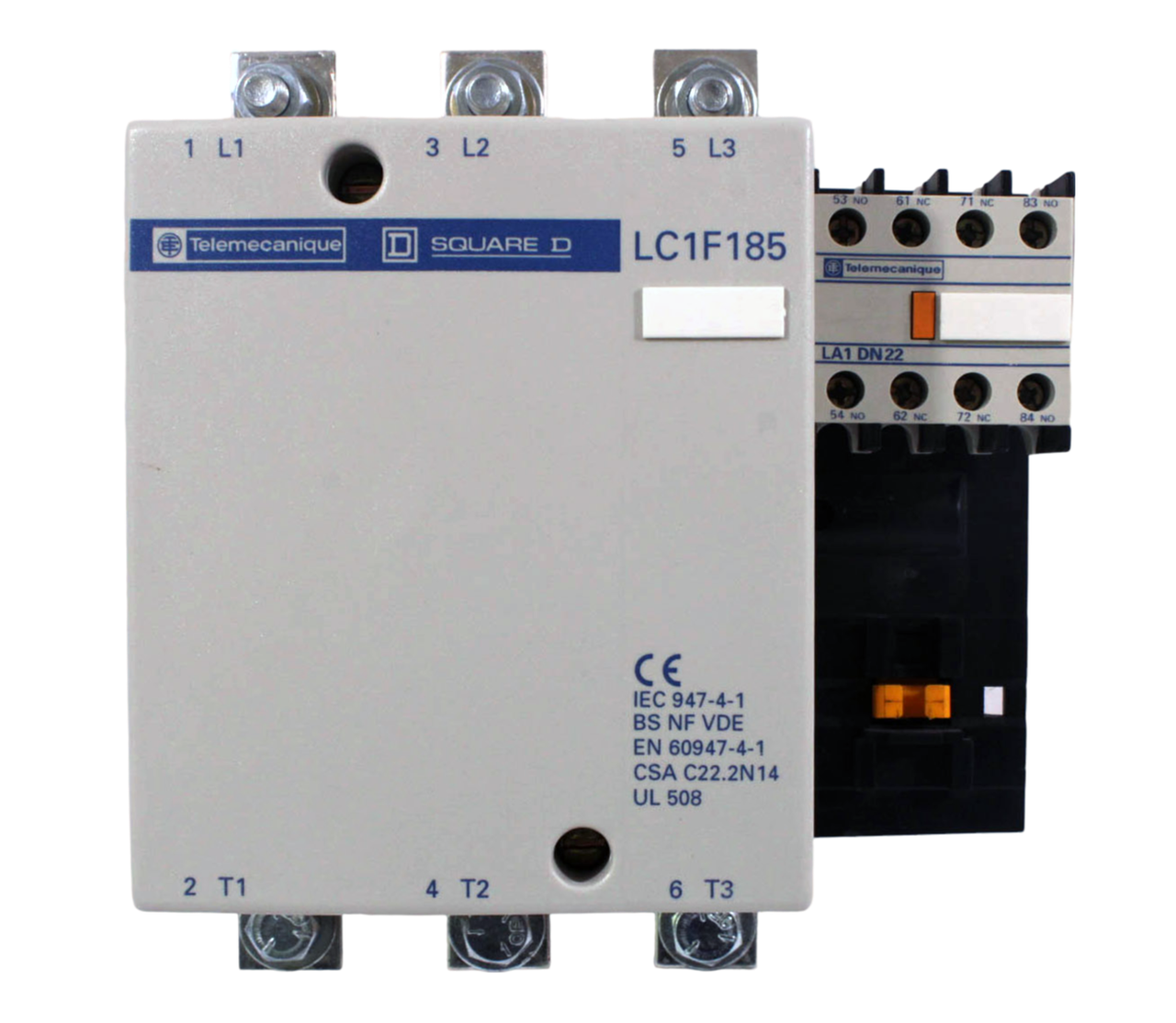 Telemecanique LC1F185 Contactor 200A 600V 3PH W/LA1DN22 Starter and LX1FG380 Coil Square D