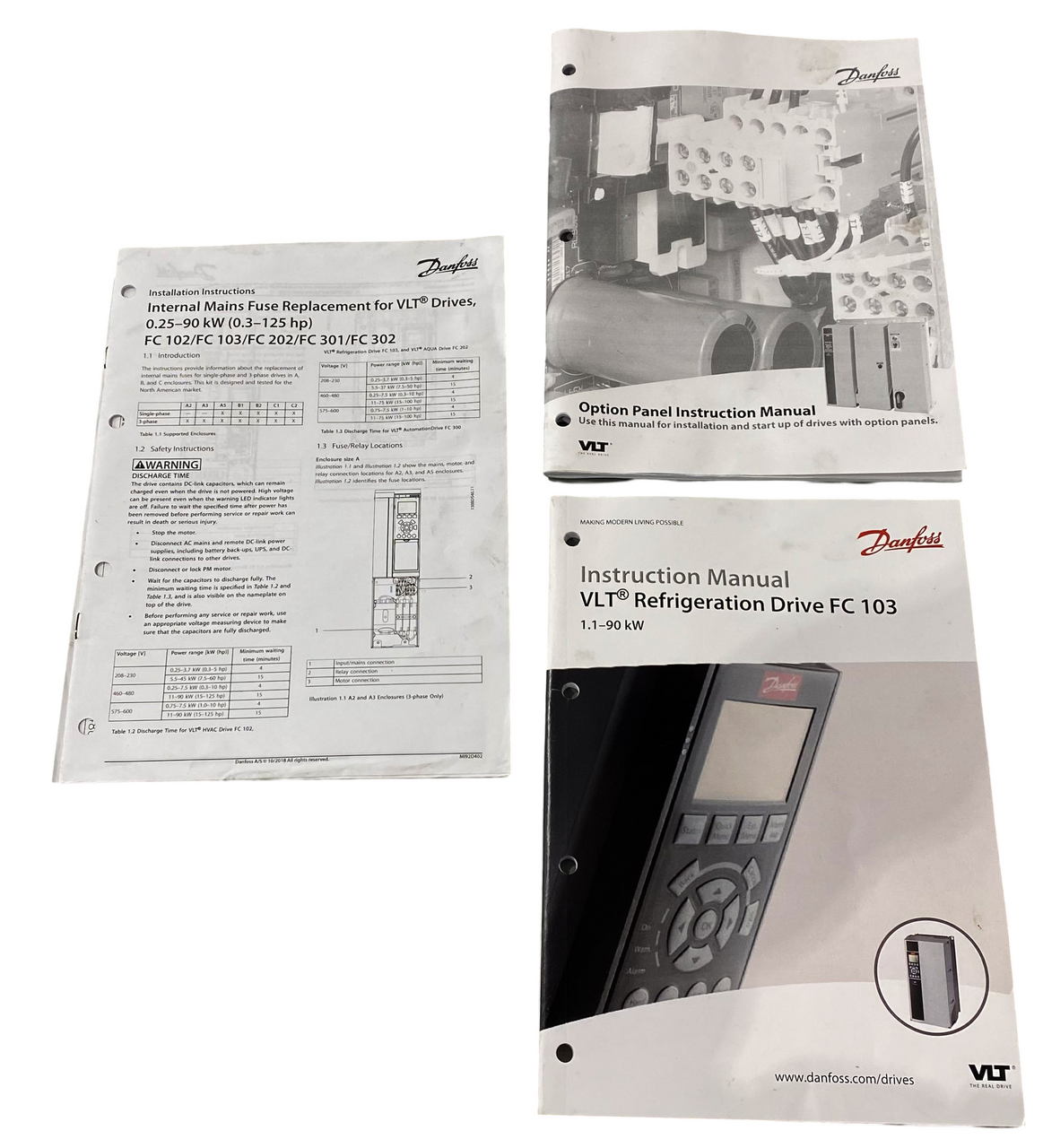 Danfoss 134F7594 Refrigeration Drive FC-103 15KW 20HP 3PH 380/480V 25A 50/60Hz VLT Main Disconnect HVAC Drive