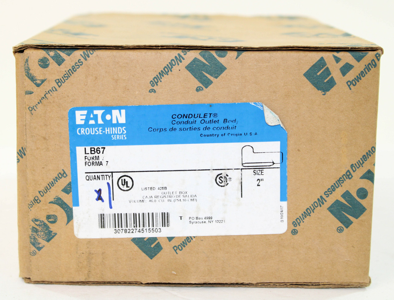 Eaton Crouse Hinds LB67 Conduit Outlet Body 2 In Form 7 Feraloy Iron Alloy LB Shape