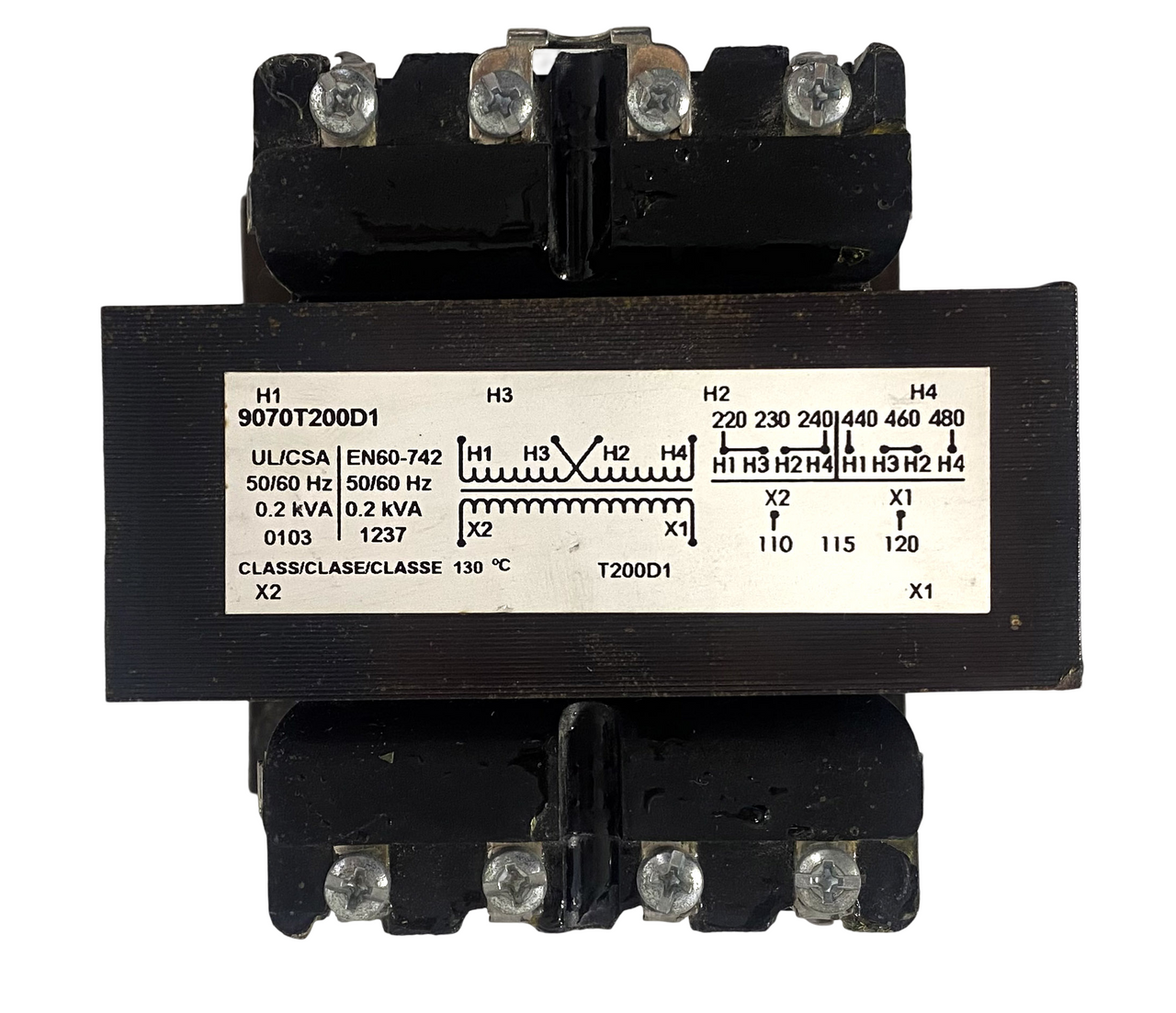 Square D 9070T200D1 Transformer 200VA 1PH P:240x480V S:120V 50/60Hz .2kVA Type T Industrial Control