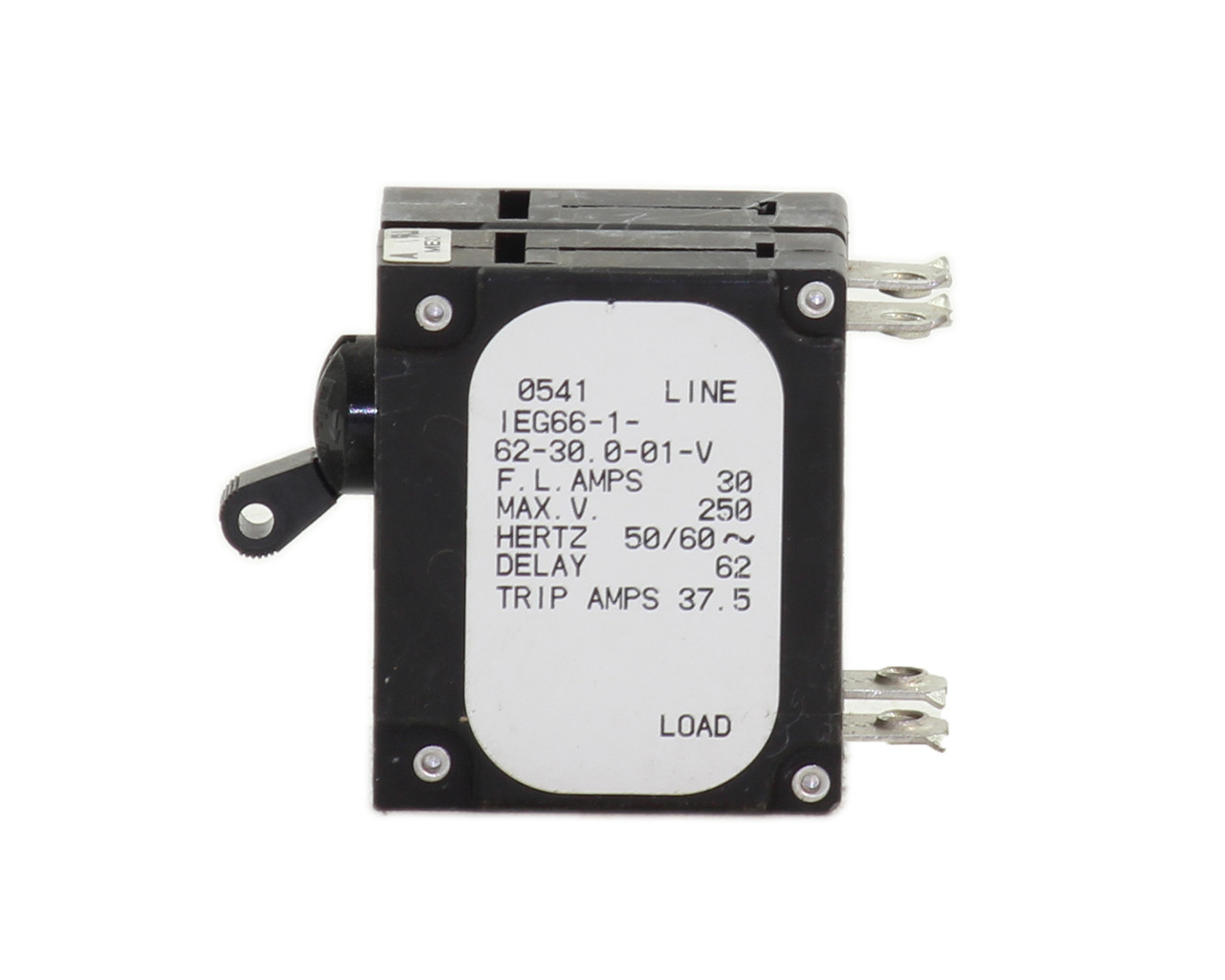 Airpax IEG66-1-62-30. 0-01-V Breaker 30A 250V Double Pole 50/60Hz Delay 62