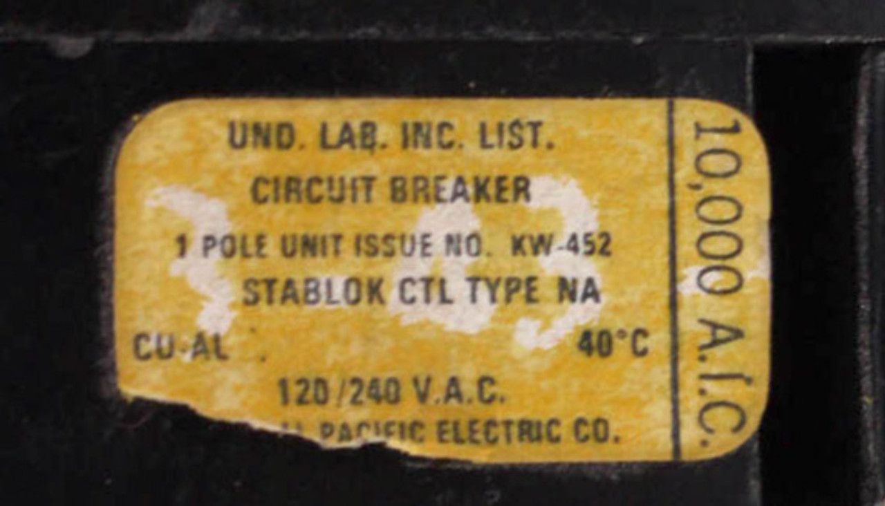 Federal Pacific Electric NA50 Breaker 50A 120/240V 1P 1PH 10kA Plug-In