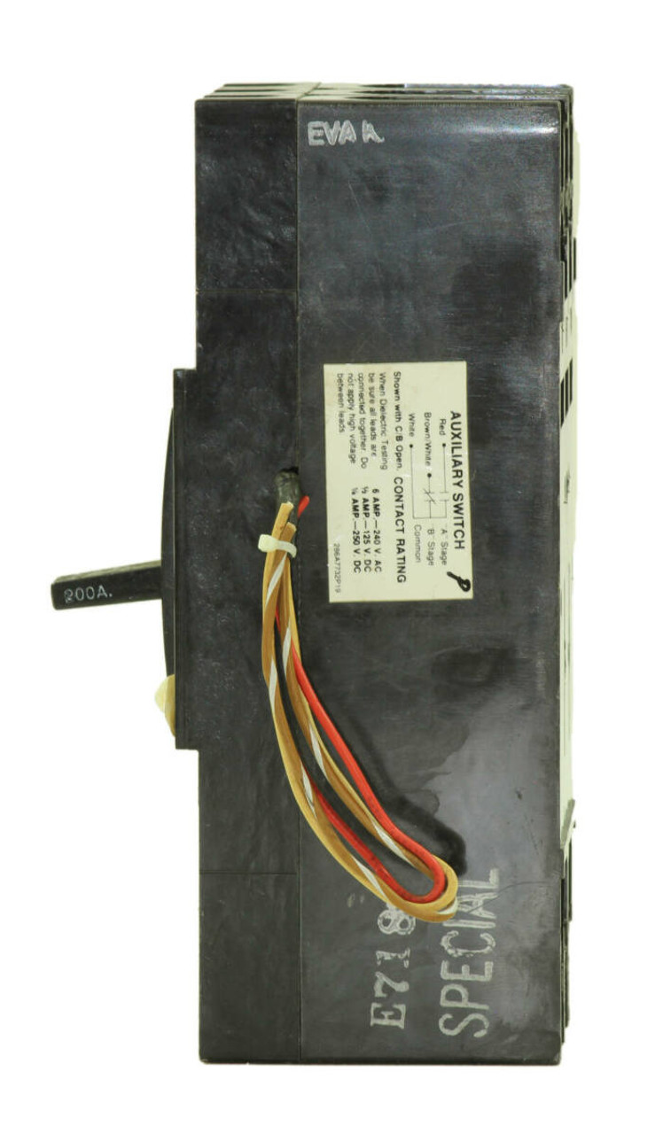 General Electric TFJ236200 Breaker 200A 600V 3P 18kA with Auxiliary Switch, 48VDC Shunt Trip