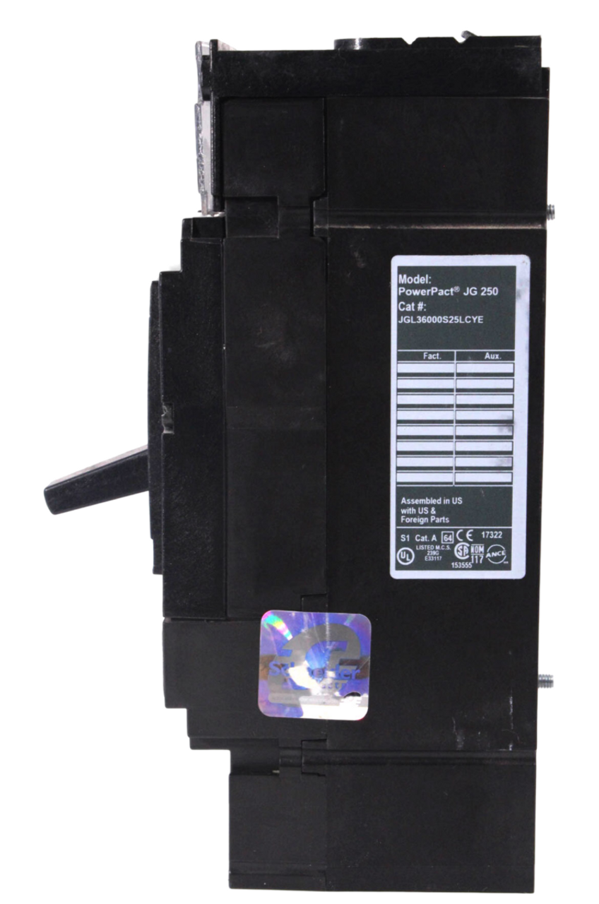 Square D JGL36000S25LCYE Breaker 250A 600V 3P 3PH 18kA PowerPacT J Automatic Swi