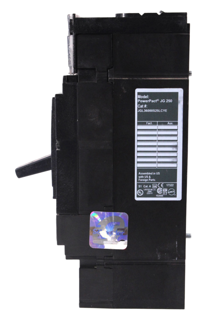 Square D JGL36000S25LCYE Power Pact JG250 250A 600V 3P 3PH 18kA Automatic Switch Magnetic