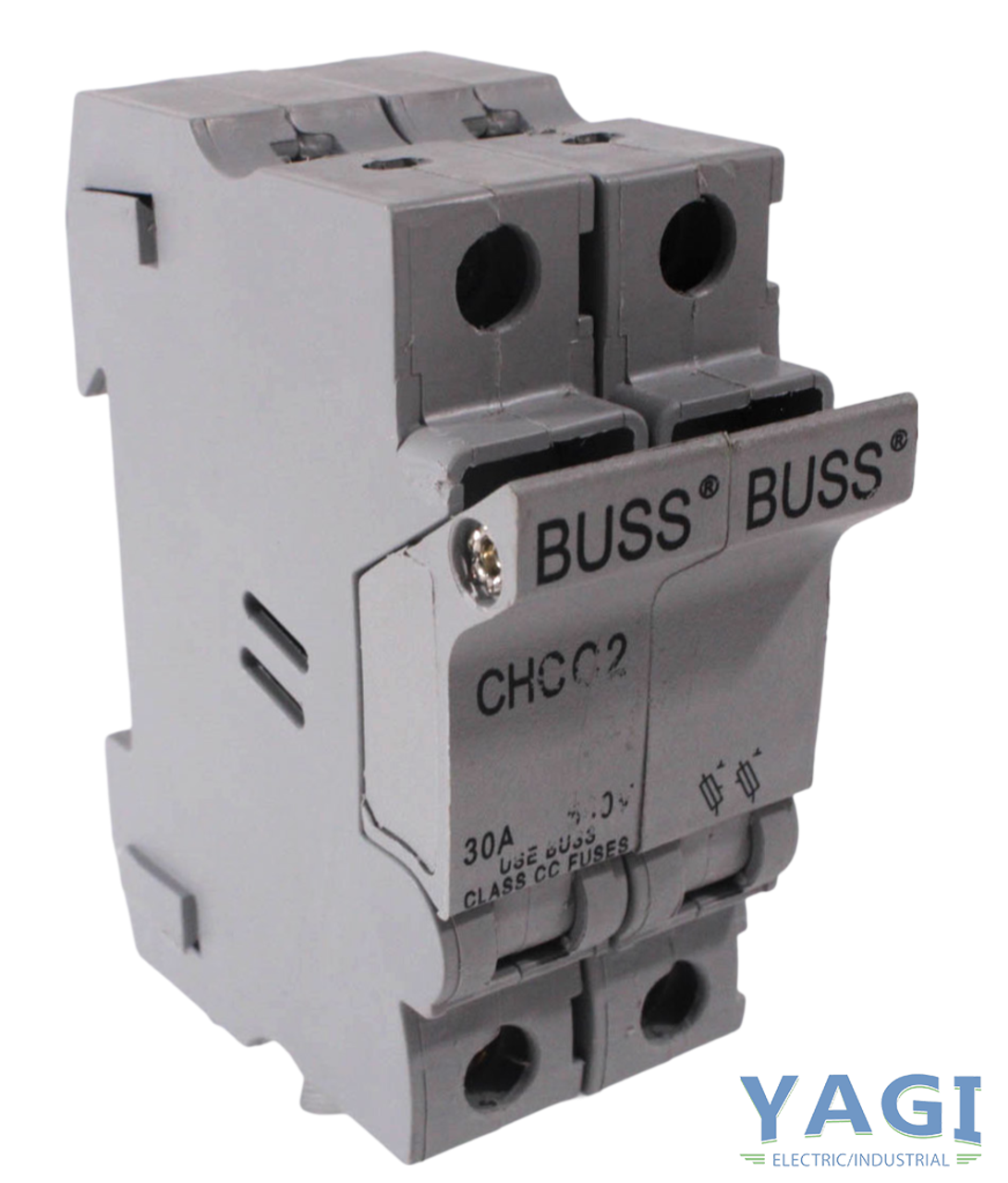 Bussmann CHCC2 Fuse Holder 30A 600V 2P 200kA Class CC Fuses DIN Rail Non-Illuminated