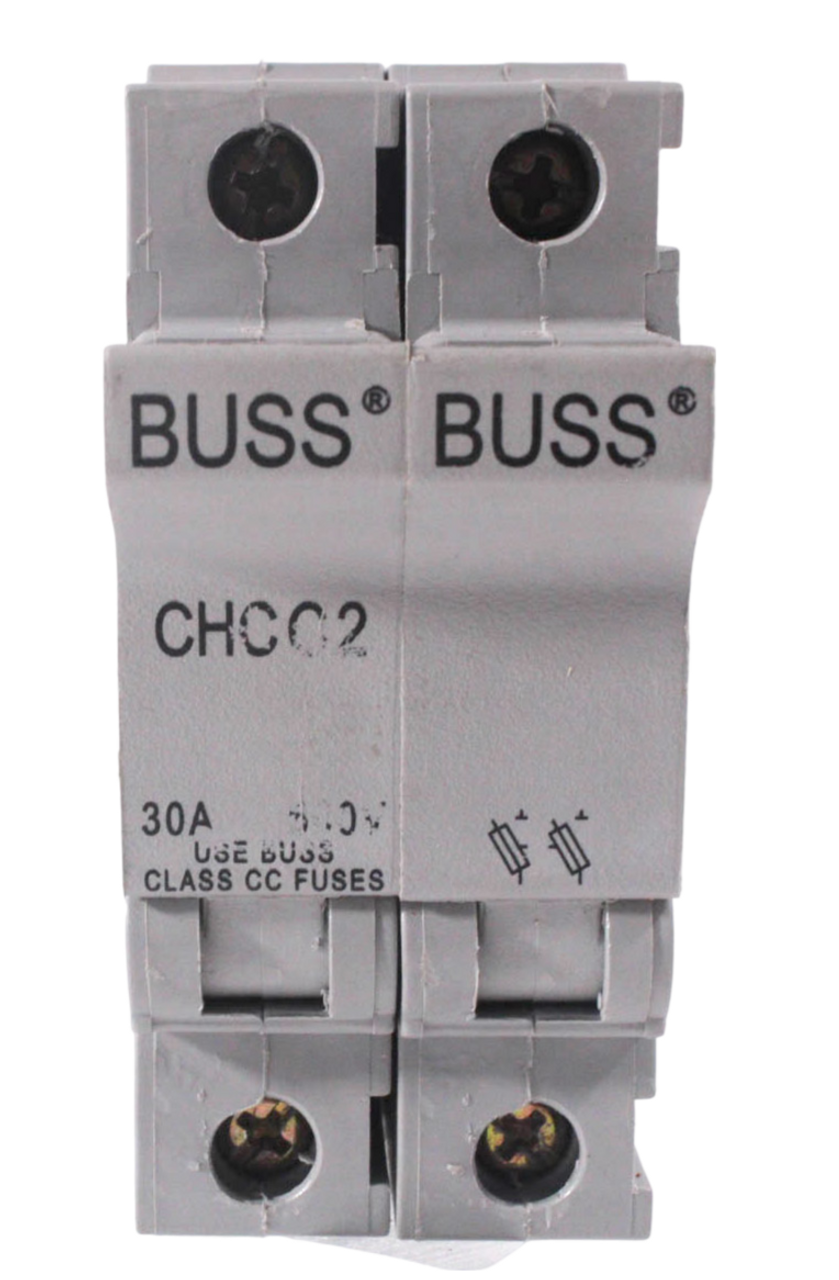 Bussmann CHCC2 Fuse Holder 30A 600V 2P 200kA Class CC Fuses DIN Rail Non-Illuminated