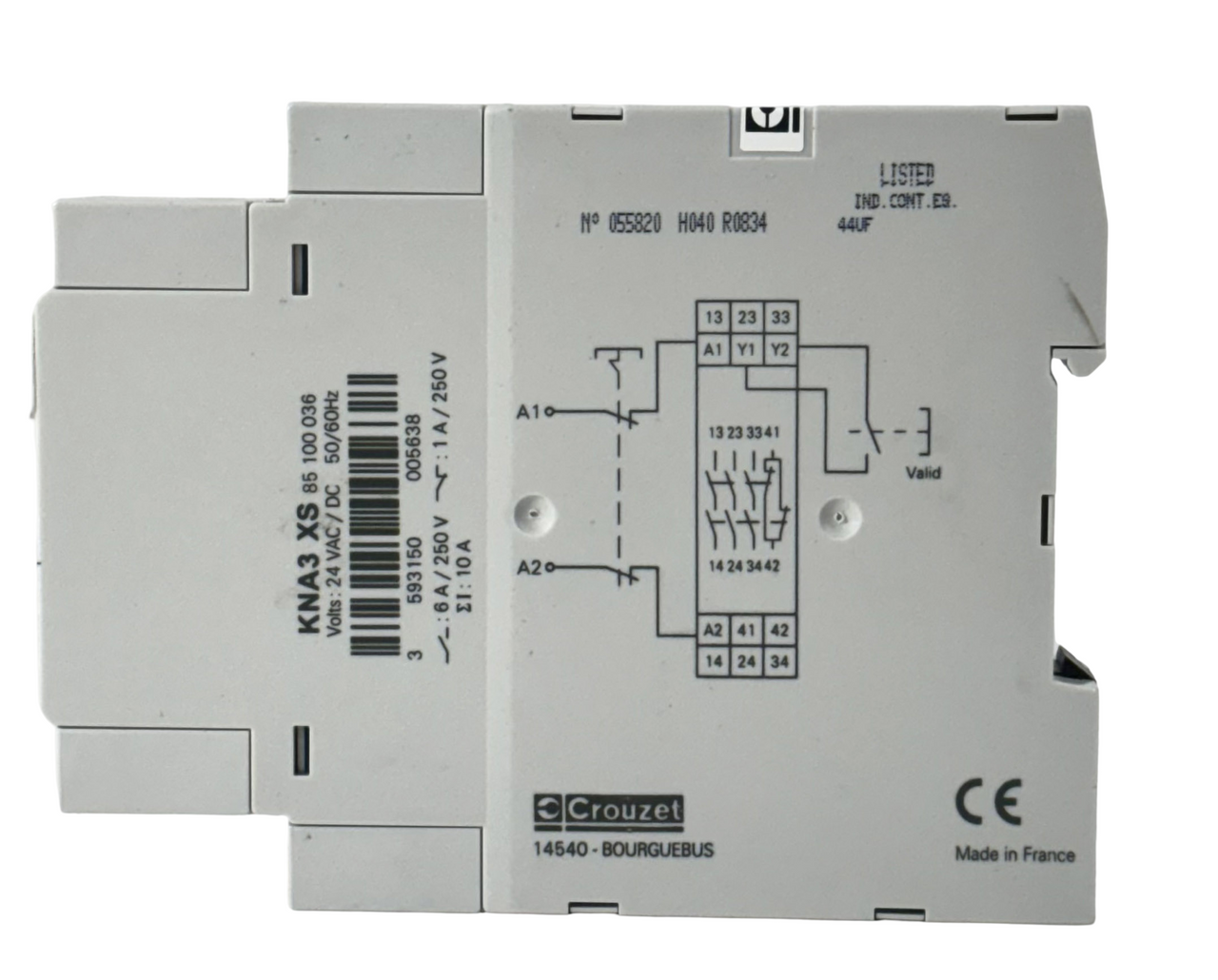 Crouzet KNA3XS Safety Relay 6A 24V 50/60Hz 1500 VA Resistive Polycarbonate