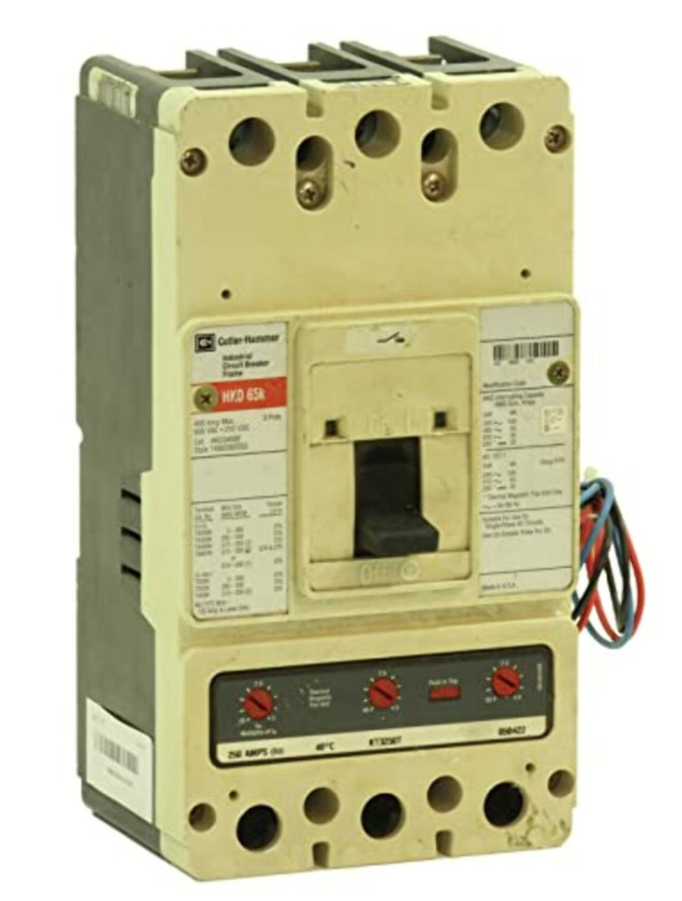 Cutler Hammer HKD3250 Breaker 1/pkg 250A 600V 3P 35kA HKD3400F w/ Trip Unit KT3250T Auxiliary Switch