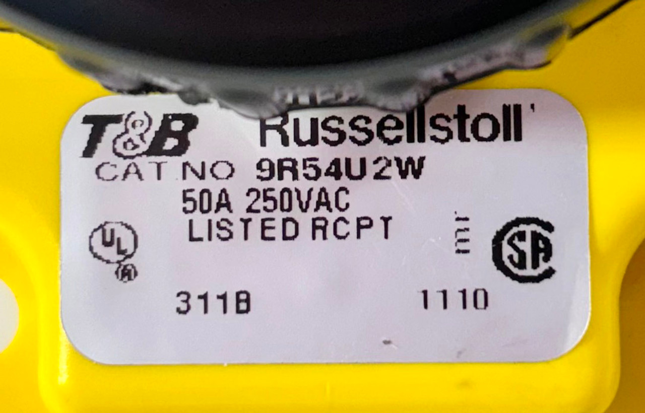 Russellstoll 9R54U2W DuraGard Pin and Sleeve 50A 250V 60Hz 3P 4 Wire Watertight