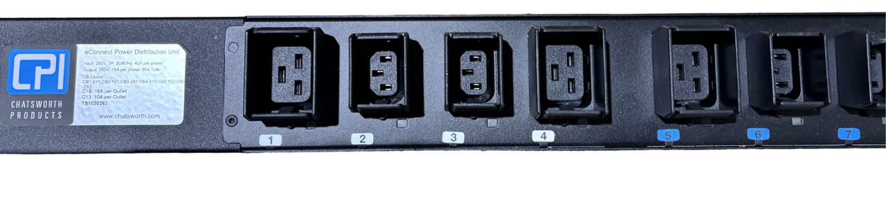 Chatsworth TS1030263 PDU 69A (16A per Phase) 250V (12) C13 Outlets (12) C19 Outlets