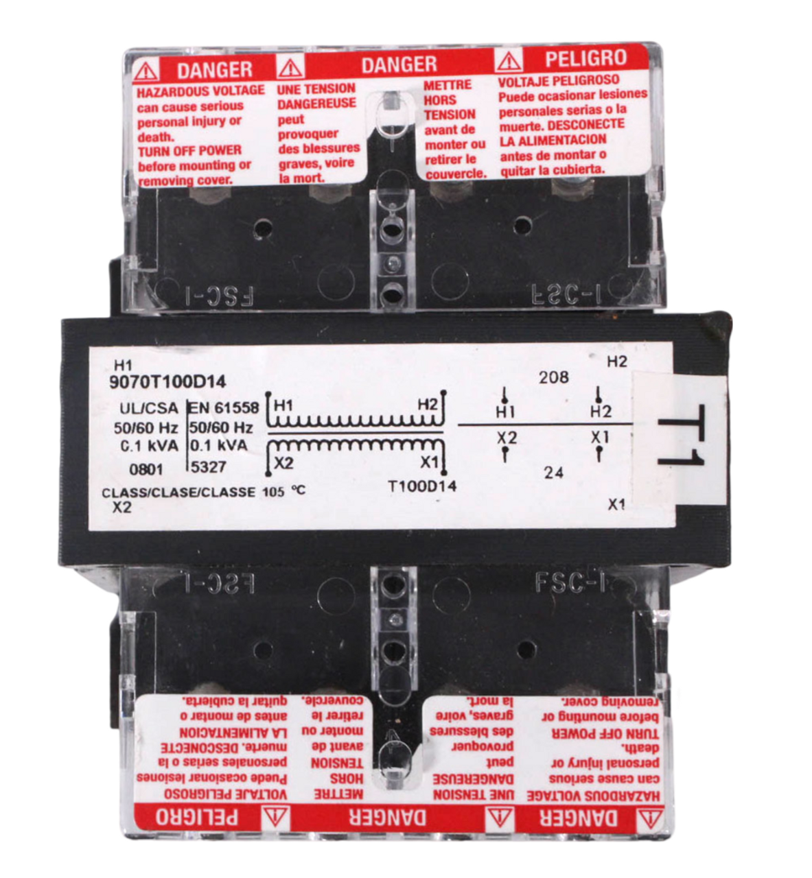 Square D 9070T100D14 Transformer 100VA P:240x480V S:120V 50/60Hz Type T Industri