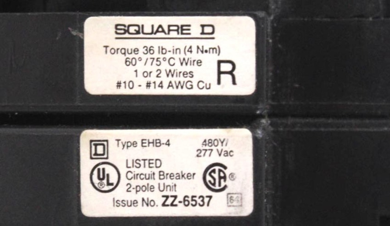 Square D EHB24020 Breaker 20A 480Y/277V 2P 1PH 14kA Bolt On LI Thermal Magnetic