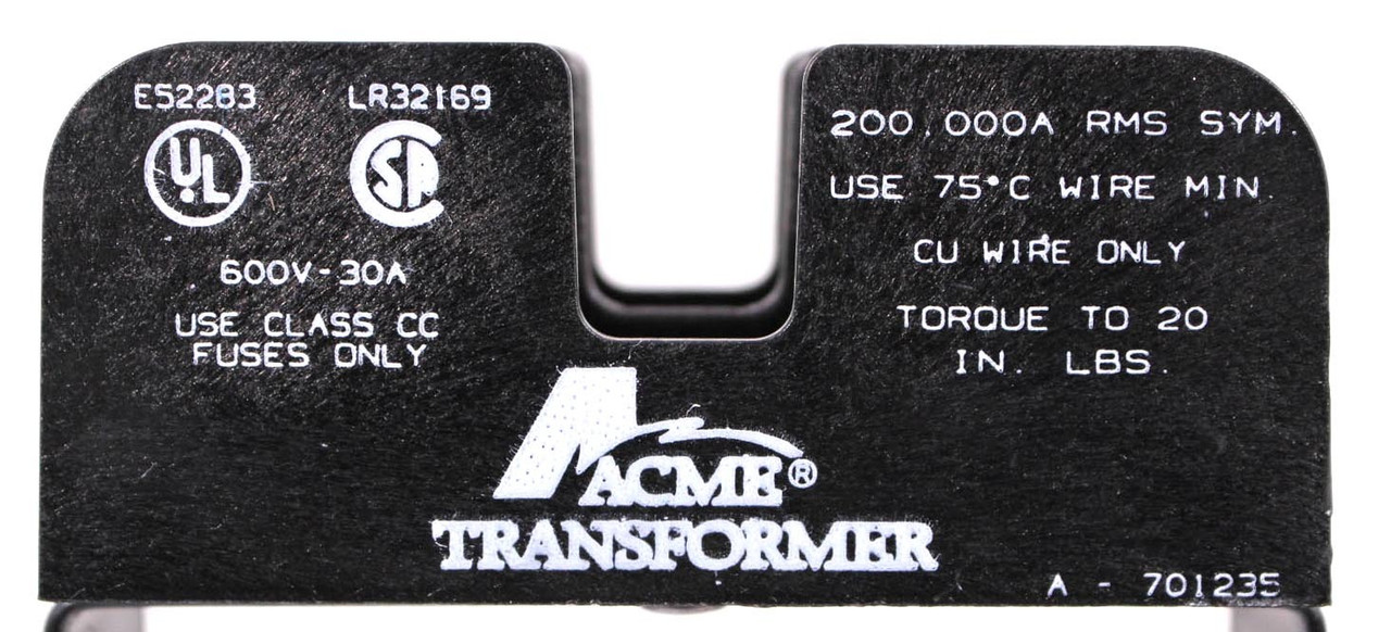 ACME PL-112700 Primary Fuse Holder 30A 600V Class CC Fuses
