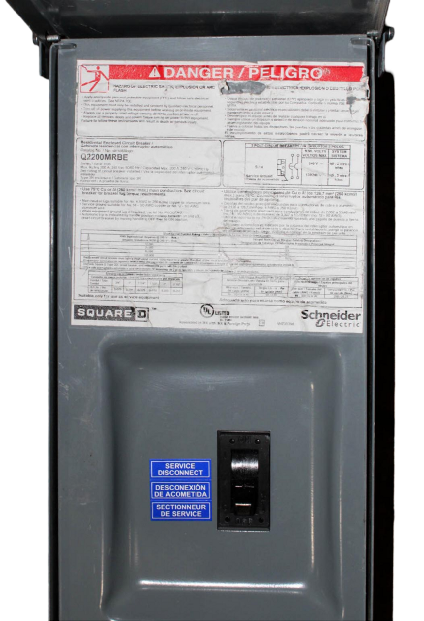 Square D Q2200MRBE Breaker Enclosure 200A 25kA 2P NEMA 3R PowerPacT Q Main