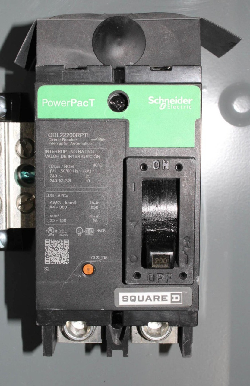 Square D Q2200MRBE Main Breaker Panel NEMA 3R - w/PowerPacT QDL22000RPTL Breaker 200A 240V 50/60Hz 25kA